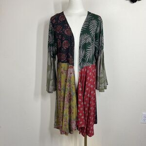 Sacred Threads Jacket Womens S/M Multicolor Patchwork Kimono Boho Hippie Duster